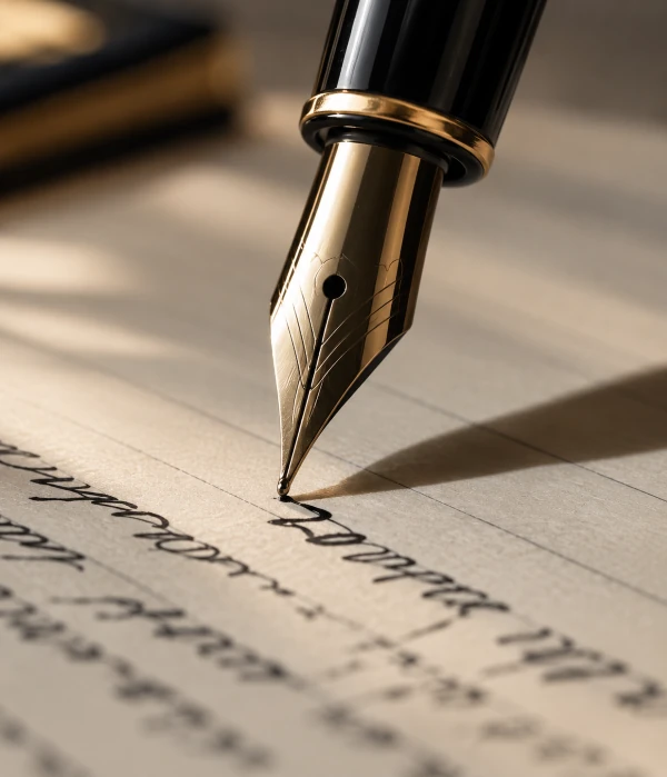 Fountain pen writing on a manuscript page