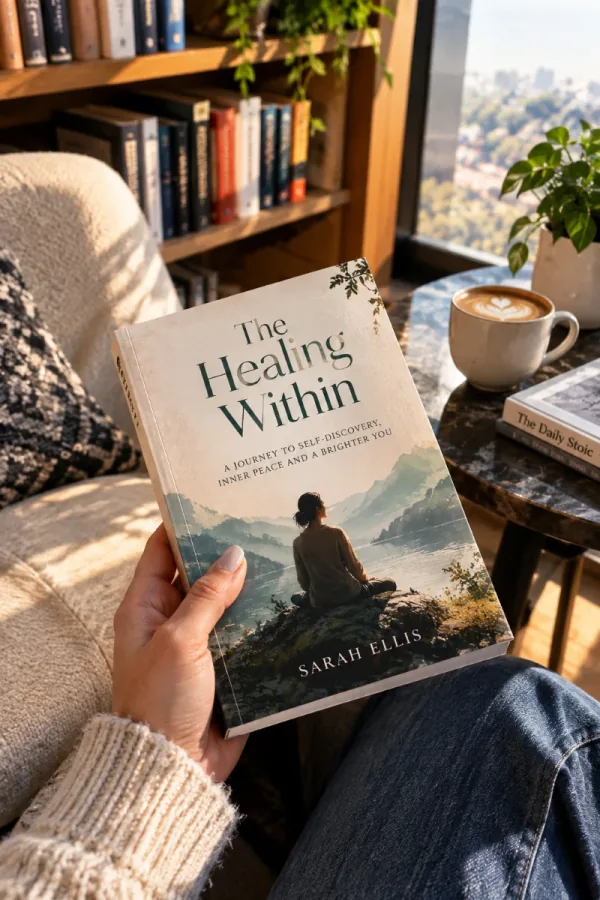 Reader holding a finished author's book
