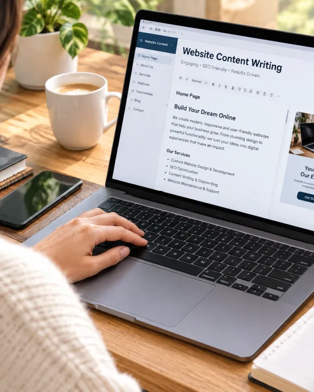 Website content writer crafting persuasive copy